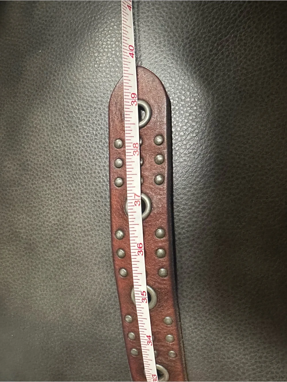Armani Jeans Distressed Leather Belt with Large Silver Branded Buckle